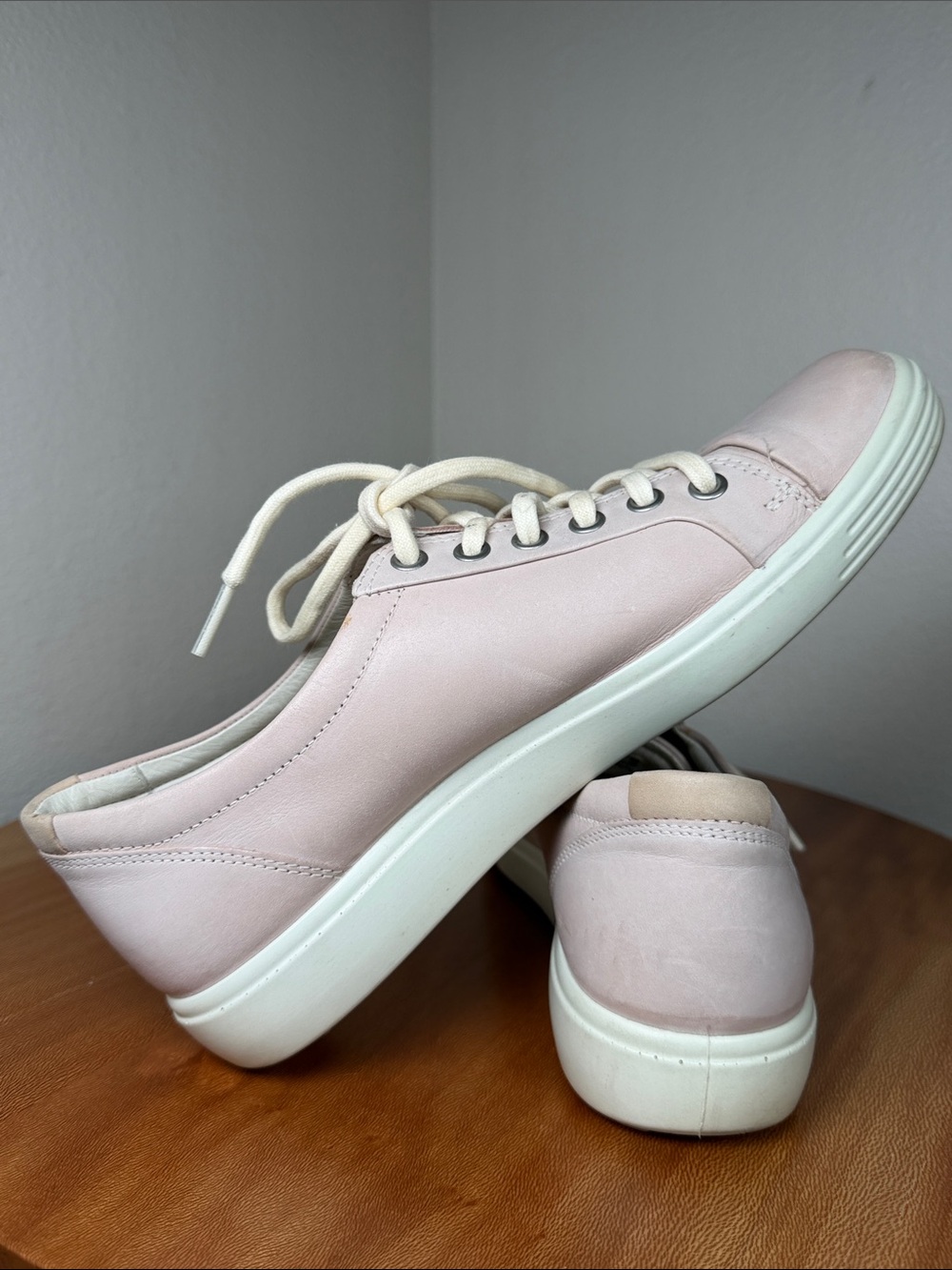 ECCO Soft 7 Leather Shoes Sneakers Rose Leather Pale Pink Women’s Size 9US - Picture 4 of 12